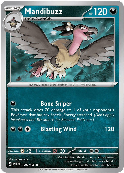 Pokemon Mandibuzz 050/084 ME05: Pitch Black Reverse Holo - Eterna Cards