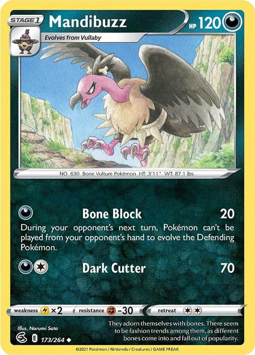 Pokemon Mandibuzz 173/264 SWSH08: Fusion Strike Normal - Eterna Cards