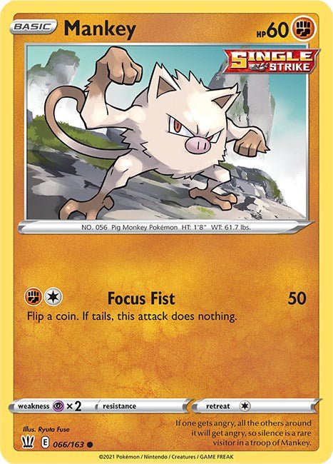 Pokemon Mankey 066/163 SWSH05: Battle Styles Normal - EternaCards