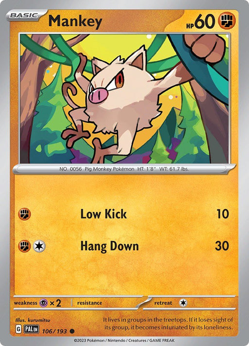 Pokemon Mankey 106/193 SV02: Paldea Evolved Normal - EternaCards