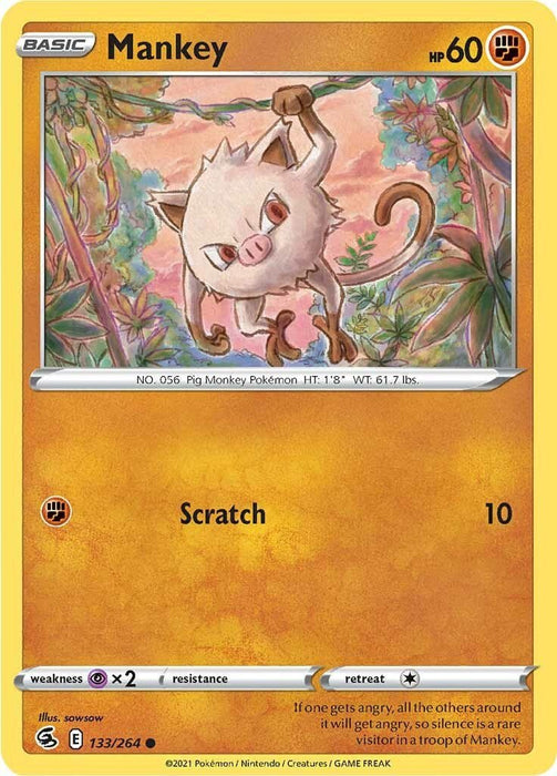 Pokemon Mankey 133/264 SWSH08: Fusion Strike Normal - EternaCards