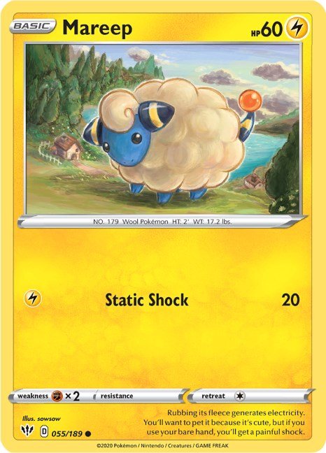 Pokemon Mareep 055/189 SWSH03: Darkness Ablaze Normal - Eterna Cards