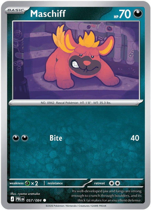 Pokemon Maschiff 057/084 ME05: Pitch Black Reverse Holo - Eterna Cards