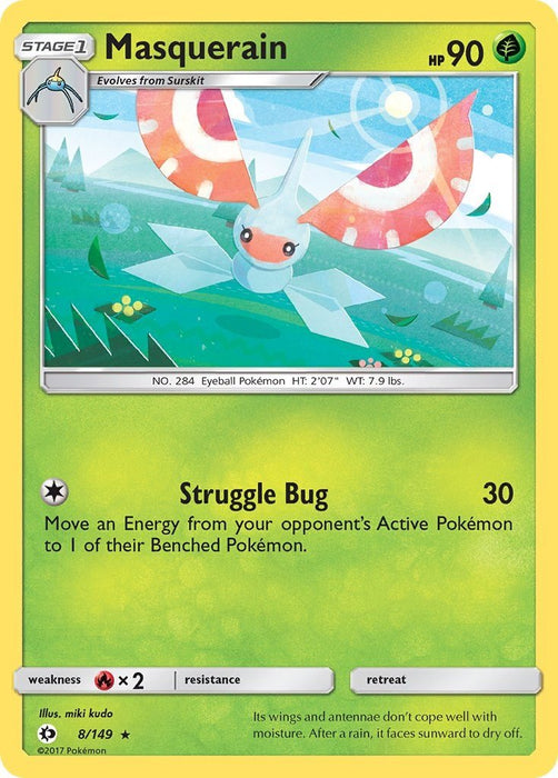 Pokemon Masquerain 8/149 SM Base Set Normal - Eterna Cards