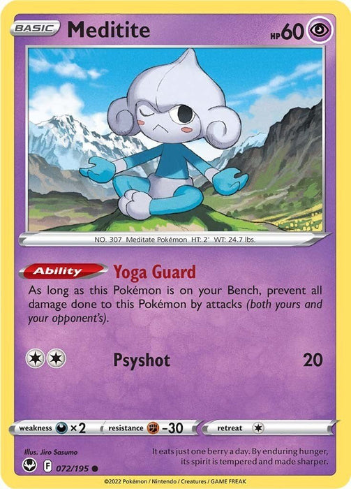 Pokemon Meditite 072/195 SWSH12: Silver Tempest Reverse Holo - EternaCards