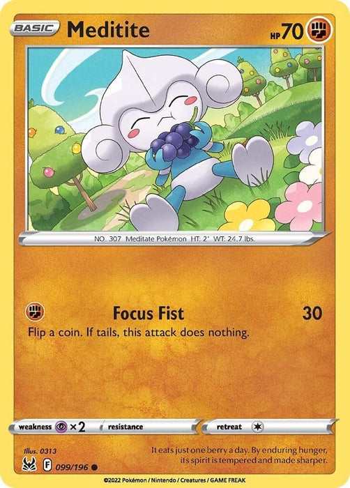 Pokemon Meditite 099/196 SWSH11: Lost Origin Reverse Holo - EternaCards