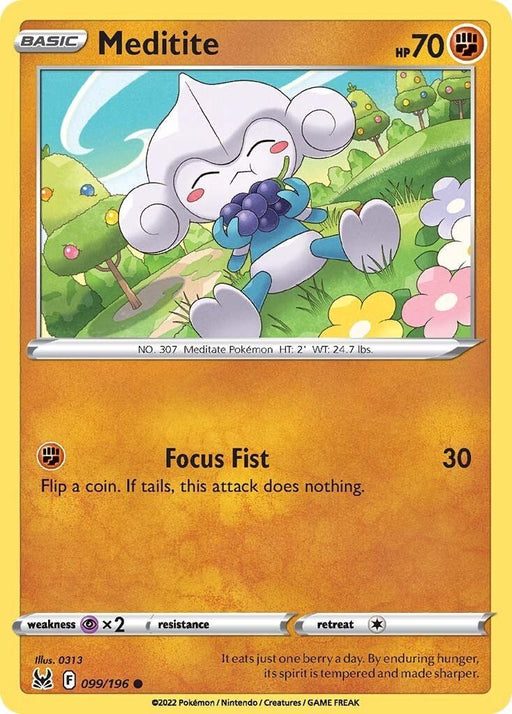 Pokemon Meditite 099/196 SWSH11: Lost Origin Reverse Holo - EternaCards