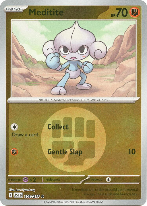 Pokemon Meditite (Energy Symbol Pattern) 103/217 ME: Ascended Heroes Reverse Holo - Eterna Cards