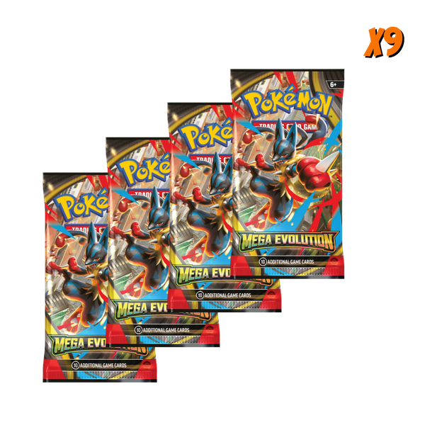 Pokemon Mega Evolution Base Booster Pack Bundle (9 Packs) . - Eterna Cards
