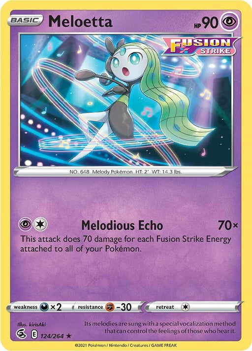 Pokemon Meloetta 124/264 SWSH08: Fusion Strike Reverse Holo - EternaCards
