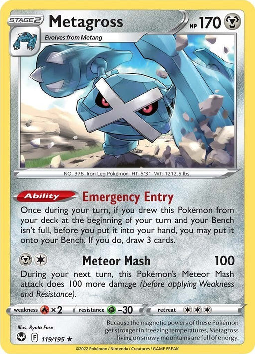 Pokemon Metagross 119/195 SWSH12: Silver Tempest Reverse Holo - EternaCards
