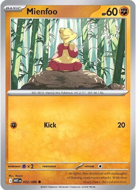 Pokemon Mienfoo 052/086 SV: White Flare Reverse Holo - EternaCards
