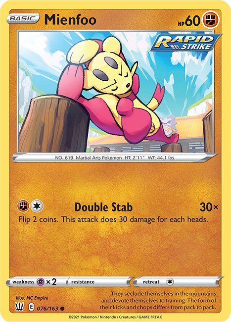 Pokemon Mienfoo 076/163 SWSH05: Battle Styles Normal - EternaCards