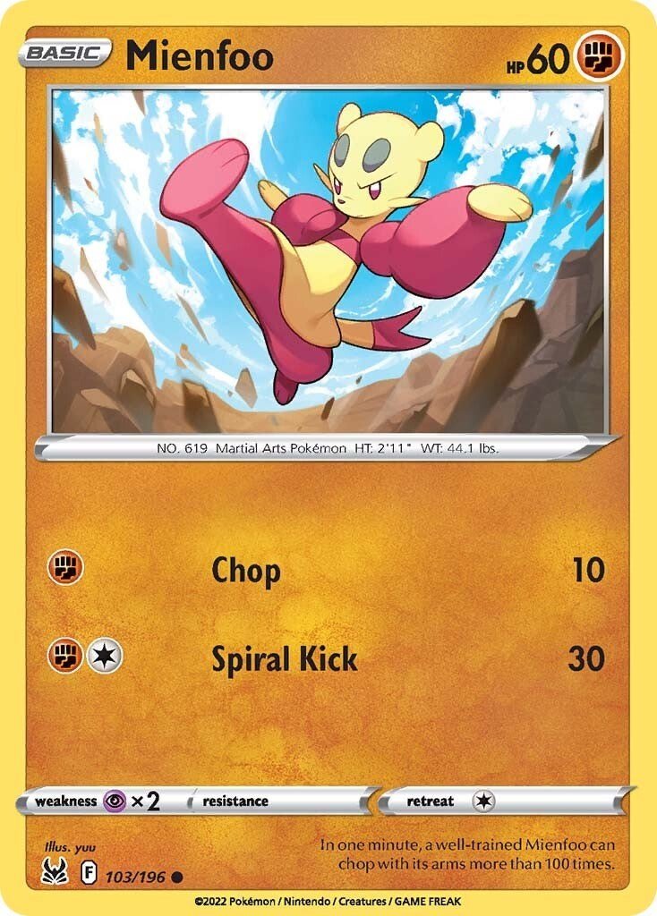 Pokemon Mienfoo 103/196 SWSH11: Lost Origin Normal
