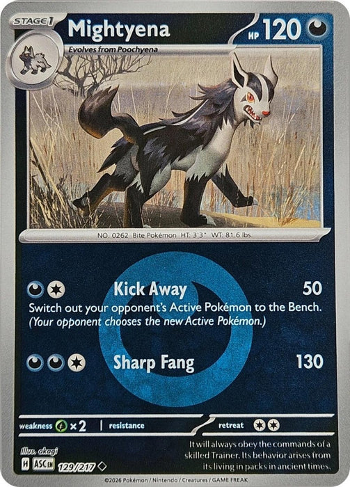 Pokemon Mightyena - 129/217 (Energy Symbol Pattern) 129/217 ME: Ascended Heroes Reverse Holo - Eterna Cards