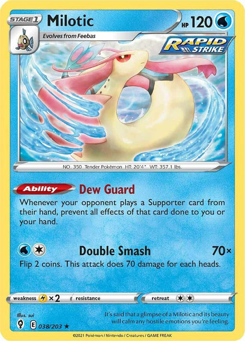 Pokemon Milotic 038/203 SWSH07: Evolving Skies Reverse Holo - EternaCards