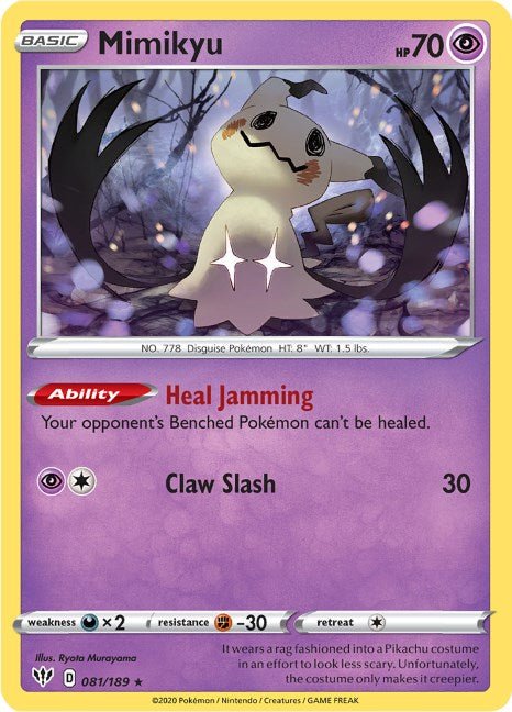 Pokemon Mimikyu 081/189 SWSH03: Darkness Ablaze Normal - Eterna Cards