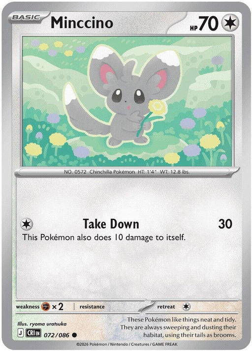 Pokemon Minccino 072/086 ME04: Chaos Rising Reverse Holo - EternaCards