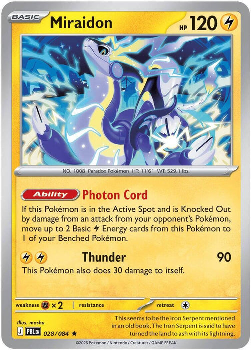 Pokemon Miraidon 028/084 ME05: Pitch Black Reverse Holo - Eterna Cards