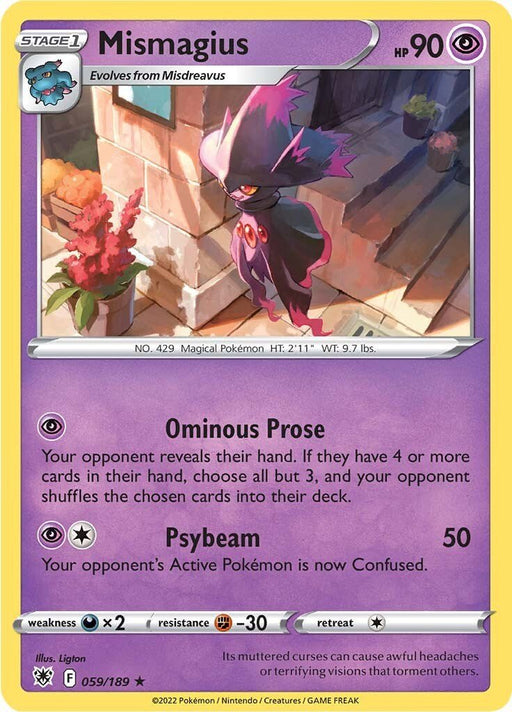 Pokemon Mismagius 059/189 SWSH10: Astral Radiance Reverse Holo - EternaCards