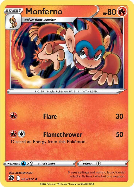 Pokemon Monferno 025/172 SWSH09: Brilliant Stars Reverse Holo - EternaCards