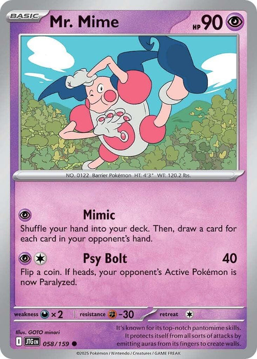 Pokemon Mr. Mime 058/159 SV09: Journey Together Normal - Eterna Cards
