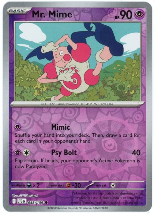 Pokemon Mr. Mime 058/159 SV09: Journey Together Reverse Holo - Eterna Cards