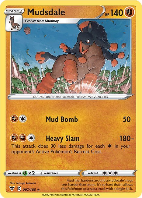 Pokemon Mudsdale 097/185 SWSH04: Vivid Voltage Normal - Eterna Cards