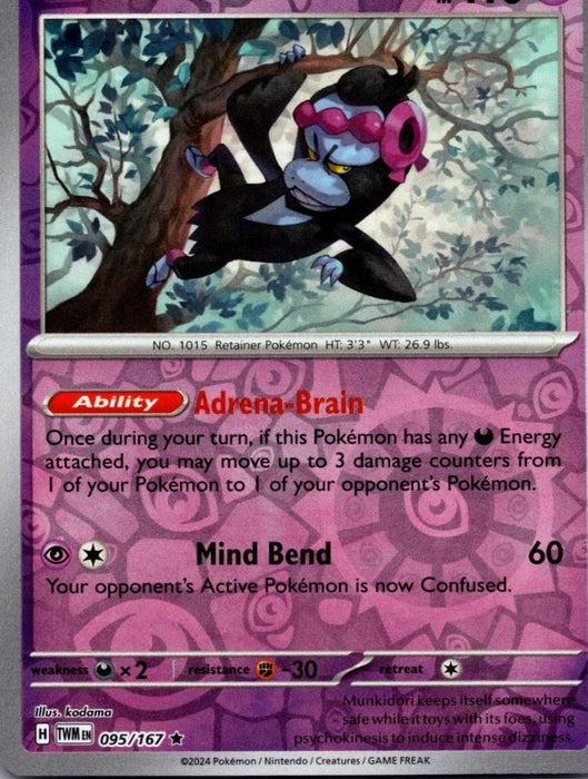 Pokemon Munkidori 095/167 SV06: Twilight Masquerade Holo - Eterna Cards