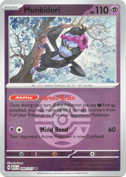 Pokemon Munkidori (Dusk Ball) 099/217 ME: Ascended Heroes Reverse Holo - Eterna Cards