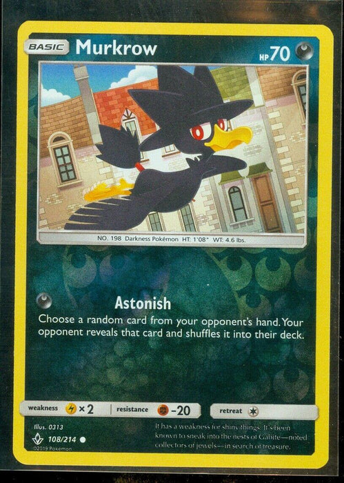 Pokemon Murkrow 108/214 SM - Unbroken Bonds Reverse Holo - Eterna Cards