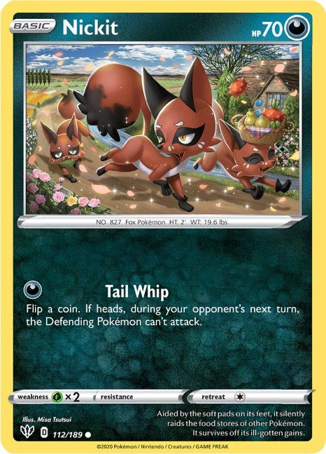 Pokemon Nickit 112/189 SWSH03: Darkness Ablaze Reverse Holo - EternaCards