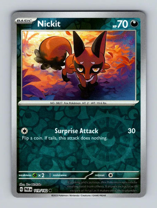 Pokemon Nickit 119/182 SV04: Paradox Rift Normal - Eterna Cards