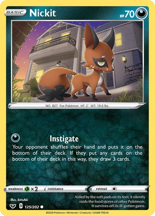 Pokemon Nickit 125/202 SWSH01: Sword & Shield Base Set Normal - Eterna Cards