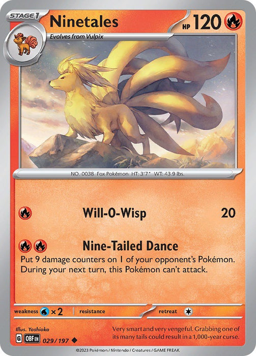 Pokemon Ninetales 029/197 SV03: Obsidian Flames Reverse Holo - EternaCards