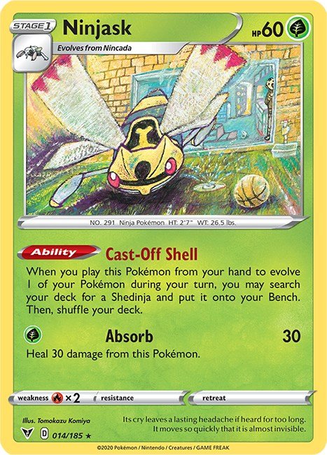 Pokemon Ninjask 014/185 SWSH04: Vivid Voltage Reverse Holo - EternaCards