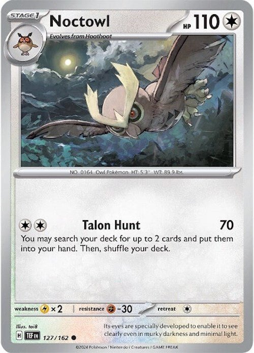 Pokemon Noctowl 127/162 SV05: Temporal Forces Normal - Eterna Cards