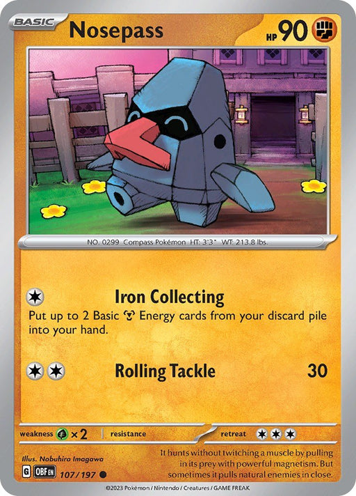 Pokemon Nosepass 107/197 SV03: Obsidian Flames Normal - EternaCards