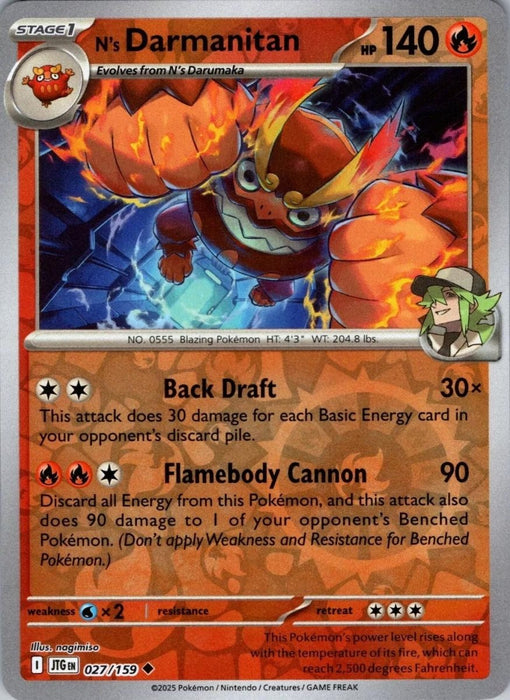 Pokemon N's Darmanitan - 027/159 SV09: Journey Together Normal - Eterna Cards