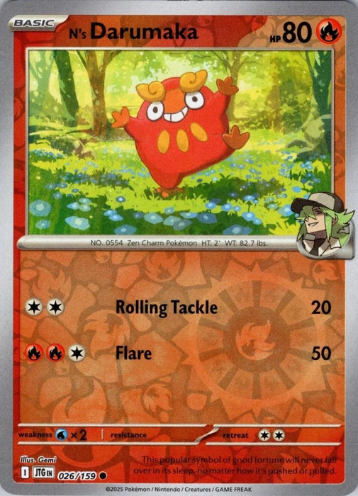 Pokemon N's Darumaka 026/159 SV09: Journey Together Reverse Holo - Eterna Cards