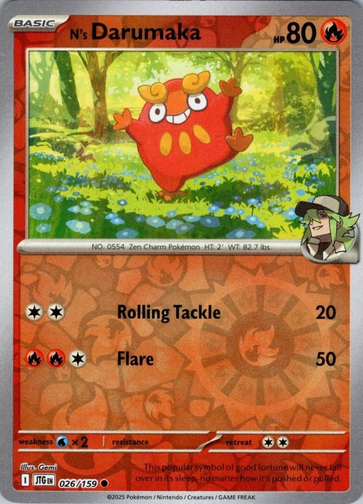 Pokemon N's Darumaka 026/159 SV09: Journey Together Reverse Holo - Eterna Cards