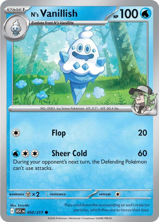 Pokemon N's Vanillish 050/217 ME: Ascended Heroes Reverse Holo - EternaCards