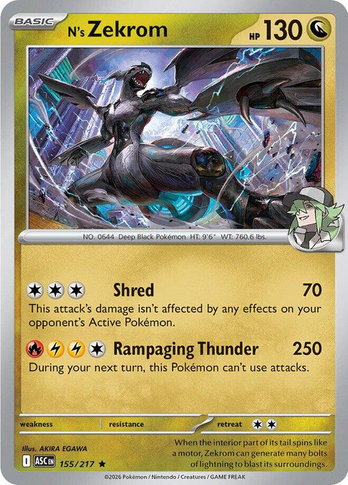 Pokemon N's Zekrom 155/217 ME: Ascended Heroes Reverse Holo - EternaCards