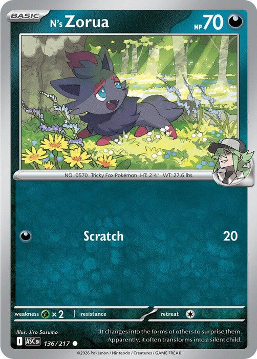Pokemon N's Zorua 136/217 ME: Ascended Heroes Normal - EternaCards