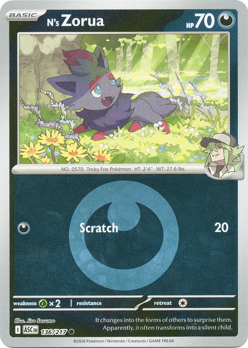 Pokemon N's Zorua (Energy Symbol Pattern) 136/217 ME: Ascended Heroes Reverse Holo - Eterna Cards
