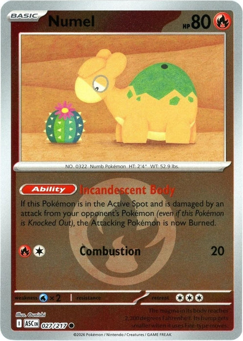 Pokemon Numel - 027/217 (Energy Symbol Pattern) 027/217 ME: Ascended Heroes Reverse Holo - Eterna Cards