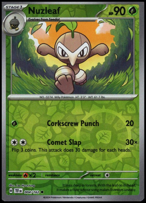 Pokemon Nuzleaf 004/162 SV05: Temporal Forces Normal - Eterna Cards