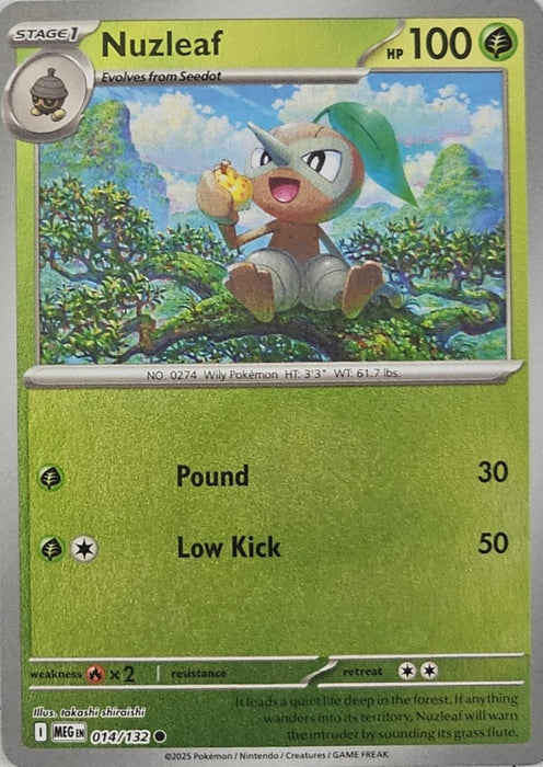 Pokemon Nuzleaf 014/132 ME01: Mega Evolution Normal - Eterna Cards
