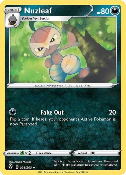 Pokemon Nuzleaf 096/203 SWSH07: Evolving Skies Reverse Holo - EternaCards
