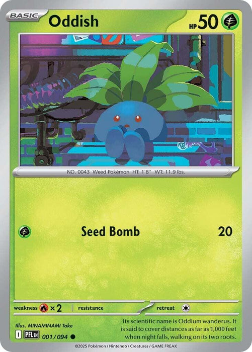 Pokemon Oddish 001/094 ME02: Phantasmal Flames Reverse Holo - EternaCards